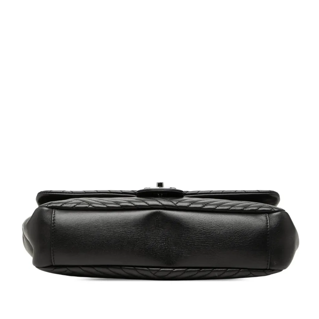 Chanel Large Lambskin CC Crossing Flap Black Leather Good - Inside View