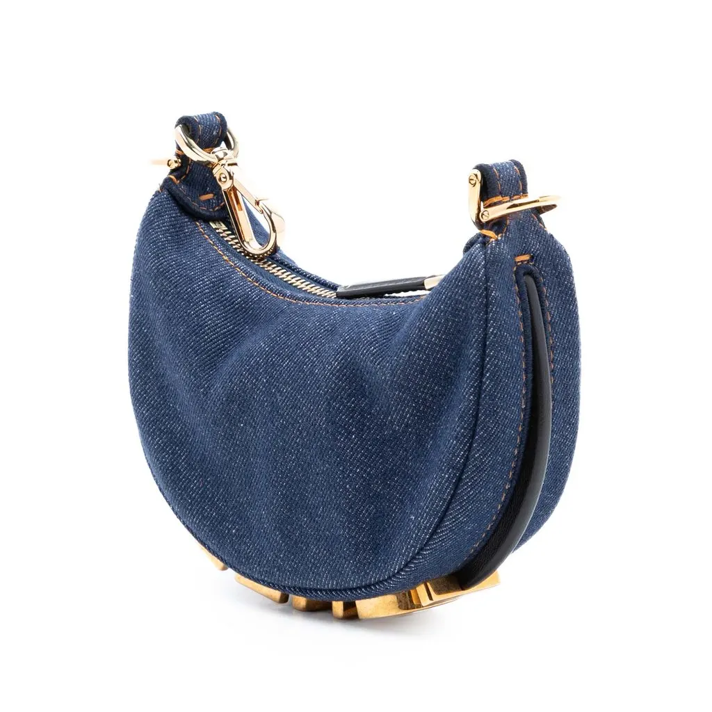 Fendi Nano Denim Fendigraphy Hobo Blue Very good - Back View