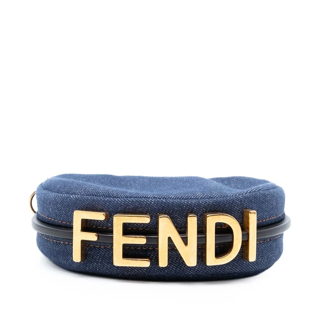 Fendi Nano Denim Fendigraphy Hobo Blue Very good - Inside View