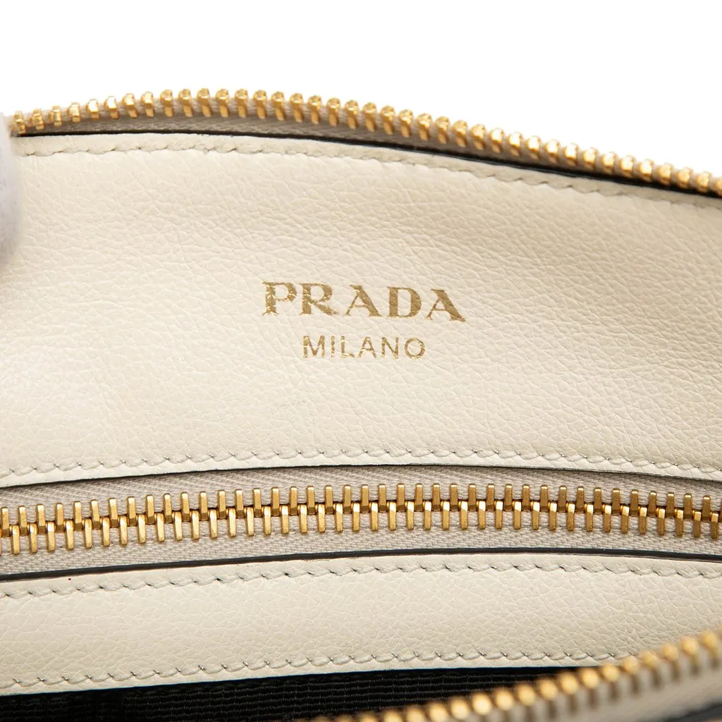 Prada Small Embossed Glace Calf Logo Convertible Satchel White Leather Very good - Box View