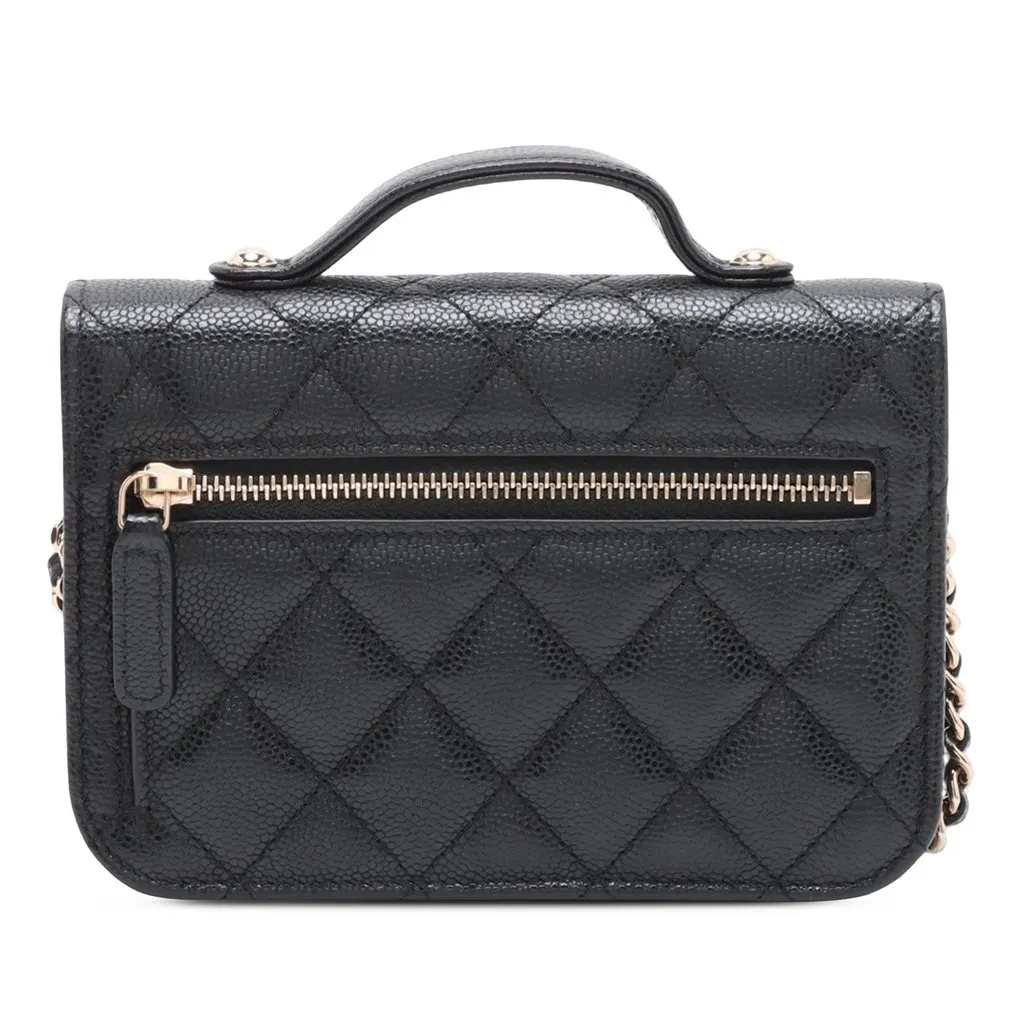 Chanel Mini Caviar Business Affinity Top Handle Bag Black Leather Very good - Back View