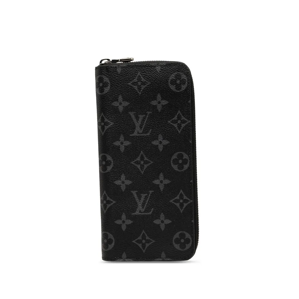 Louis Vuitton Monogram Eclipse Vertical Zippy Wallet Black Very good - Front View