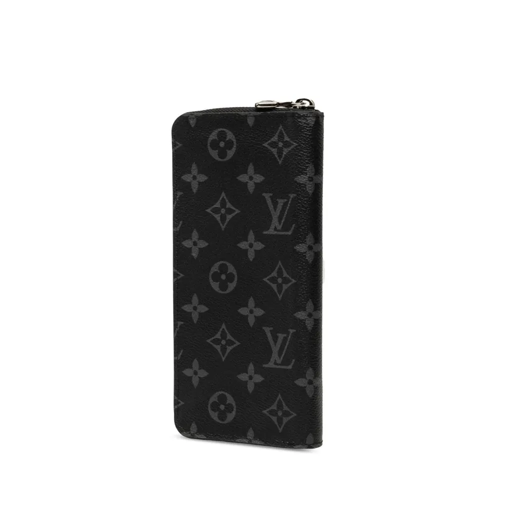 Louis Vuitton Monogram Eclipse Vertical Zippy Wallet Black Very good - Back View