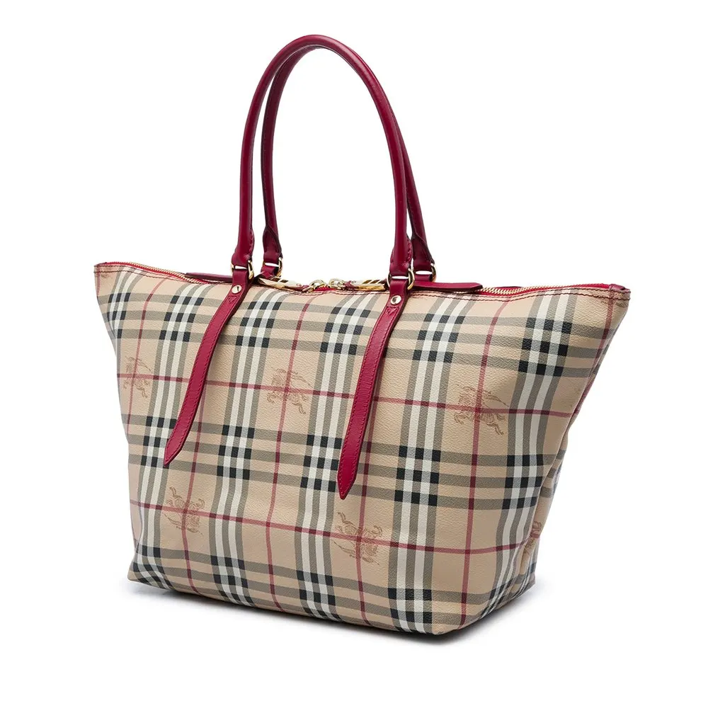 Burberry Medium Haymarket Check Coated Canvas Salisbury Tote Beige Canvas Very good - Back View