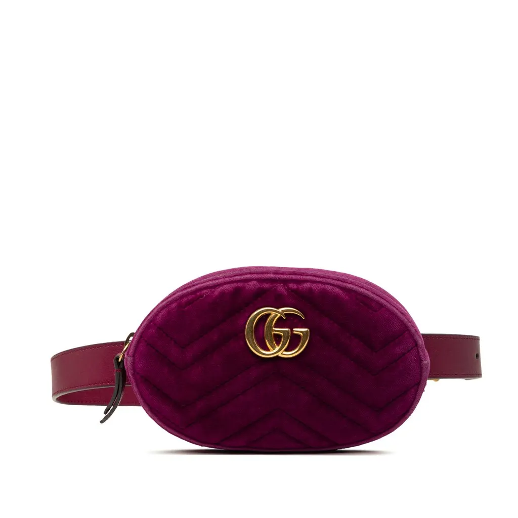 Gucci GG Marmont Matelasse Velvet Belt Bag Purple Very good - Front View