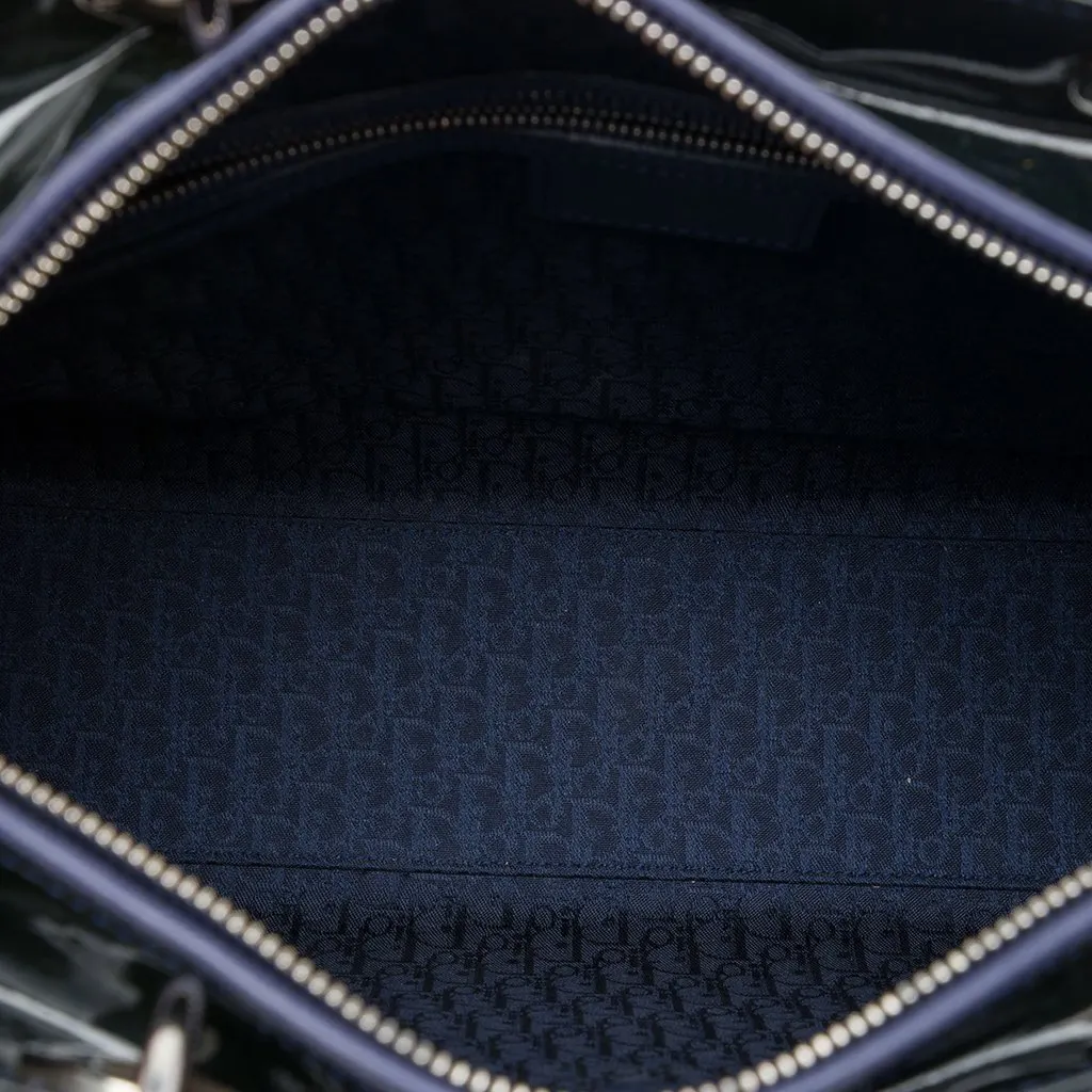 Dior Large Patent Cannage Lady Dior Blue Leather Good - Model View