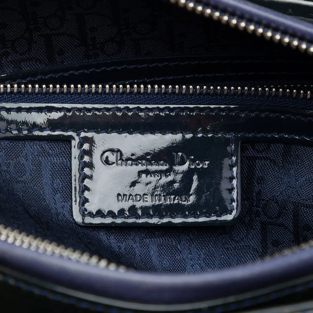 Dior Large Patent Cannage Lady Dior Blue Leather Good - Box View
