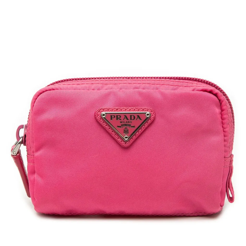 Prada Tessuto Cosmetic Pouch Pink Good - Front View