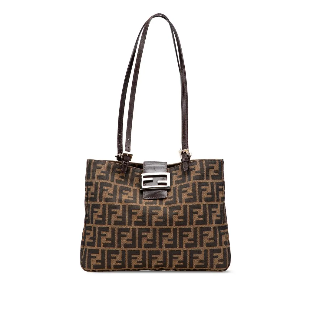 Fendi Zucca Canvas Shoulder Bag Brown Very good - Front View