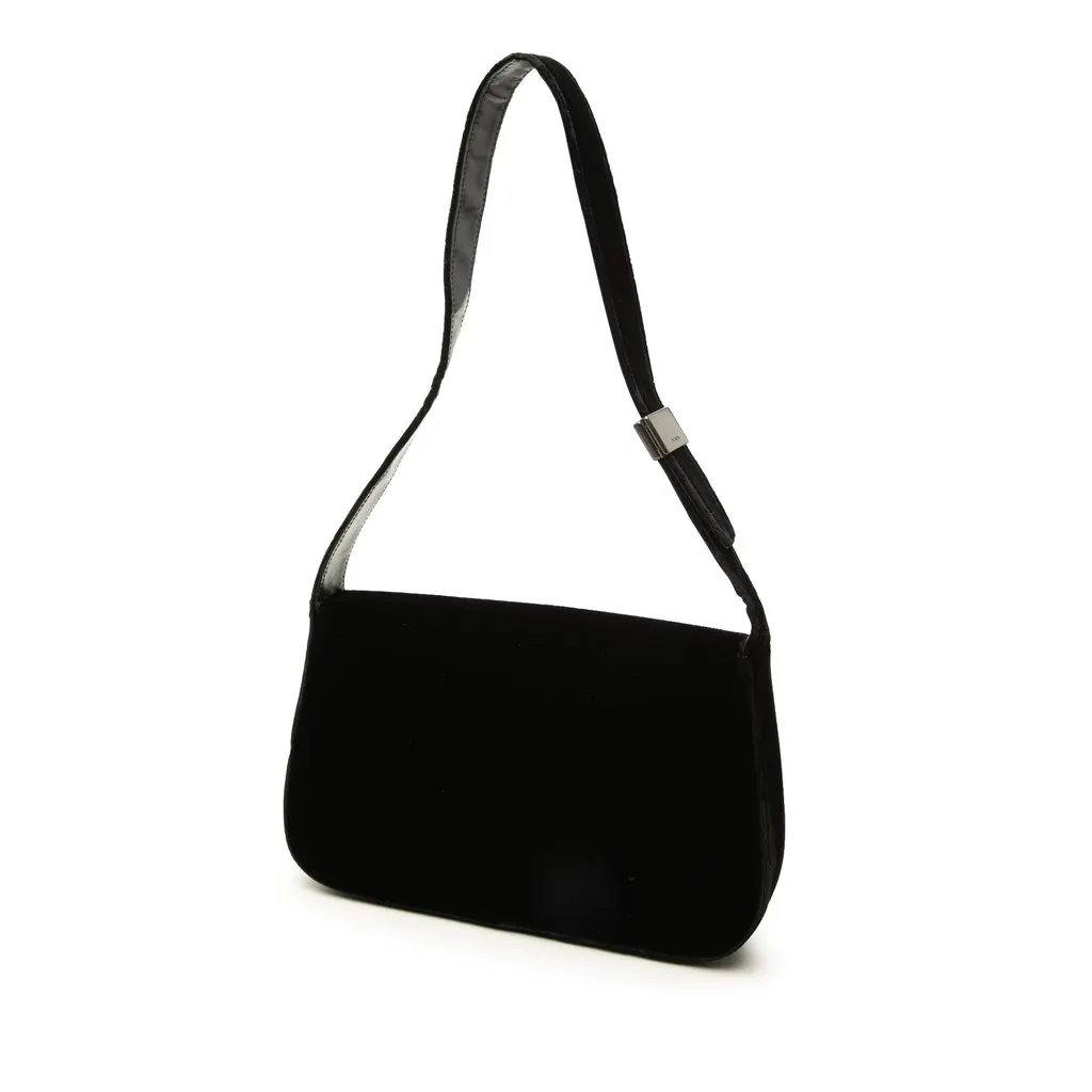 Prada Velvet Shoulder Bag Black Velvet Very good - Back View