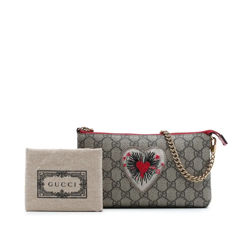 Gucci GG Supreme Embroidered Heart Chain | Libas Collective