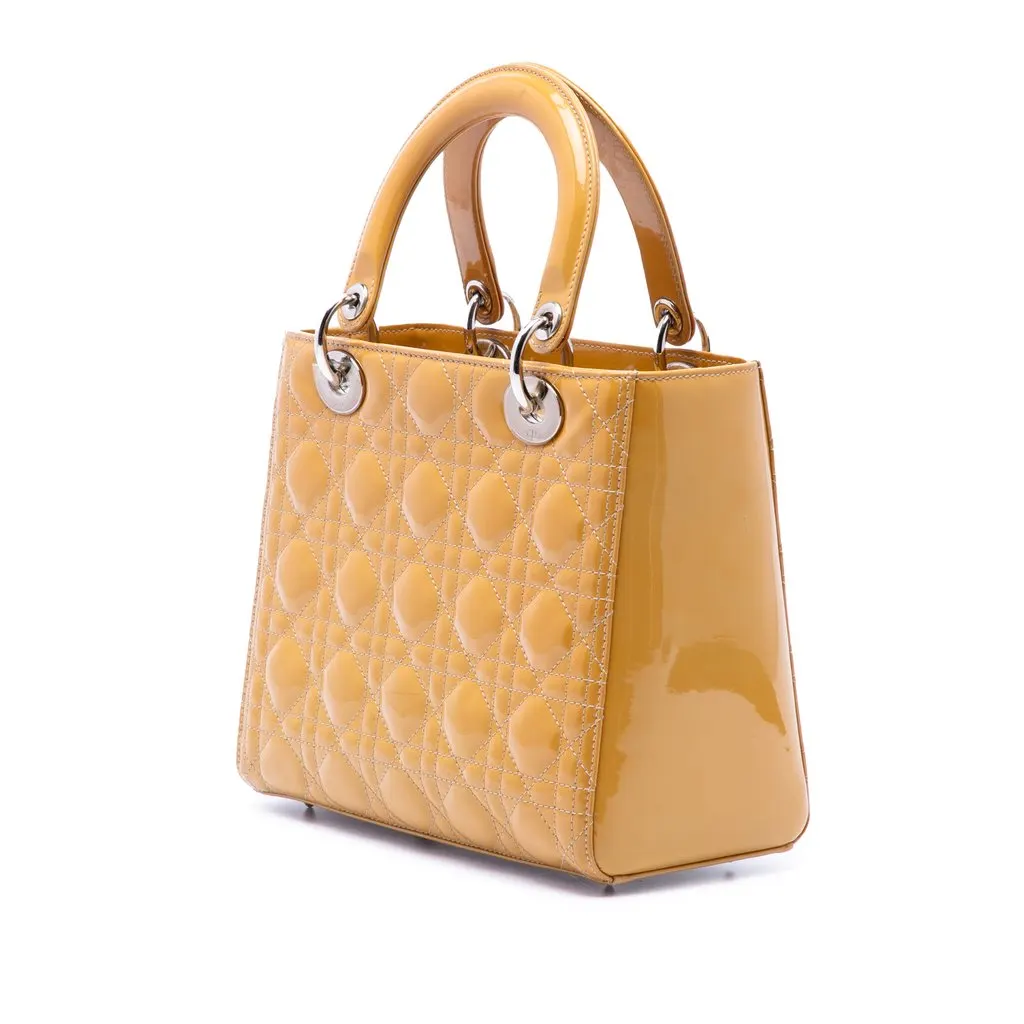 Dior Medium Patent Cannage Lady Dior Yellow Leather Very good - Back View