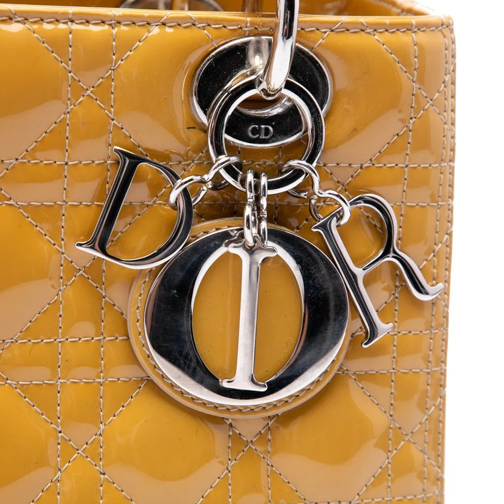 Dior Medium Patent Cannage Lady Dior Yellow Leather Very good - Box View