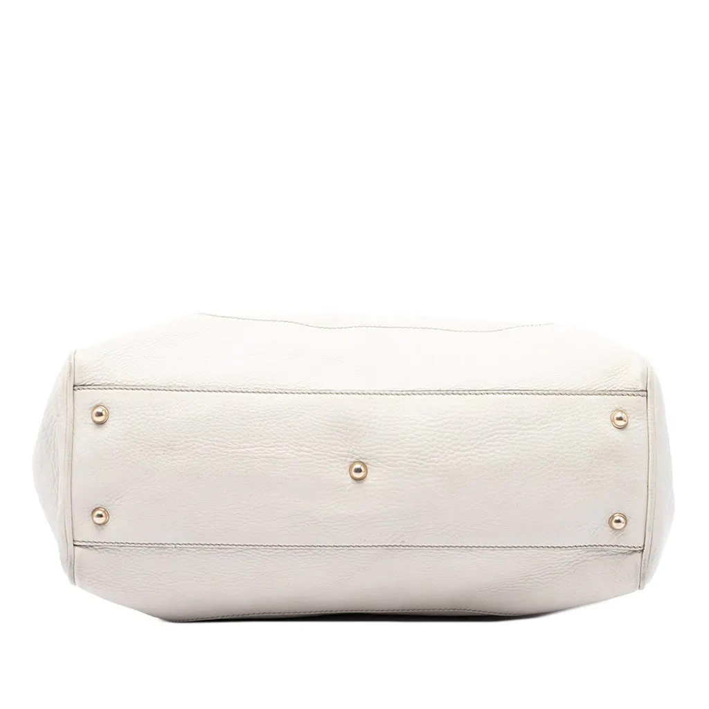 Gucci Calfskin Bamboo Diana Tote White Leather Good - Inside View