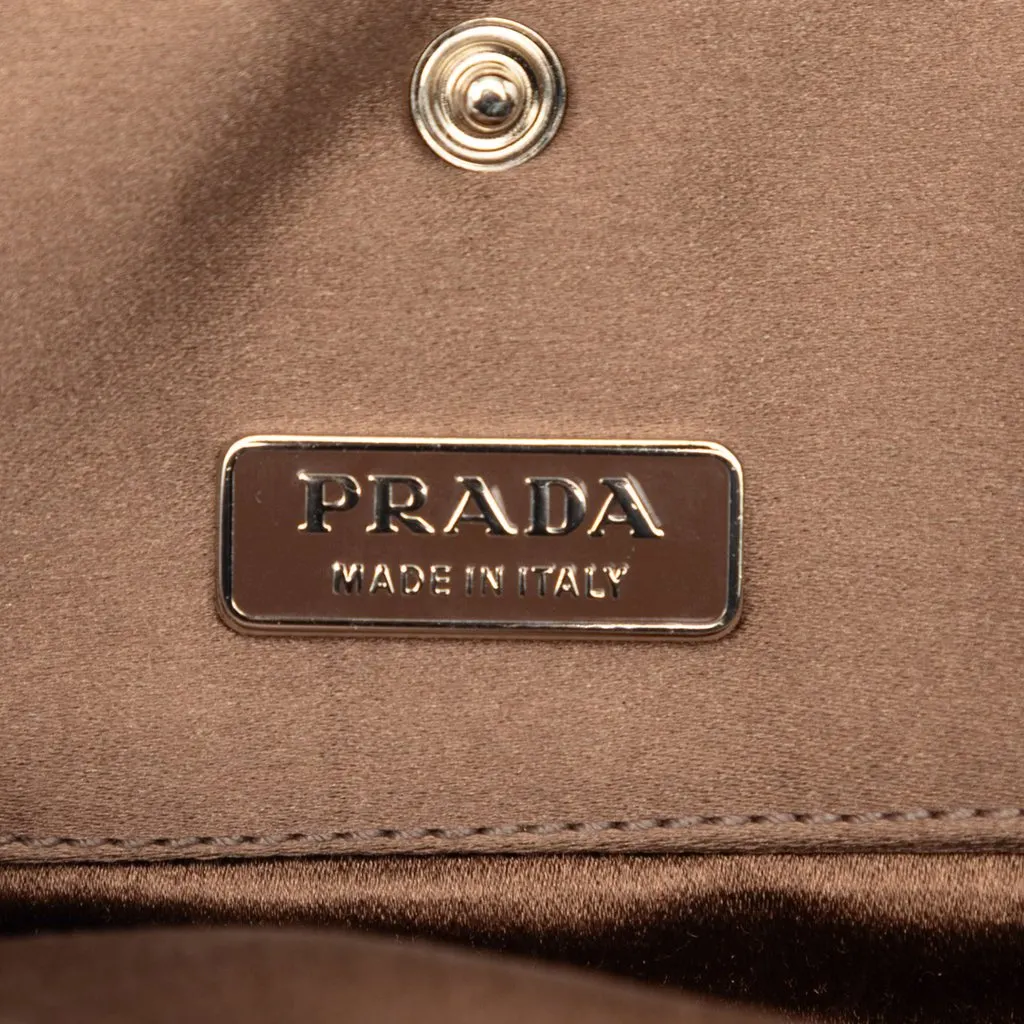 Prada Satin Kiss Lock Handbag Brown Very good - Box View