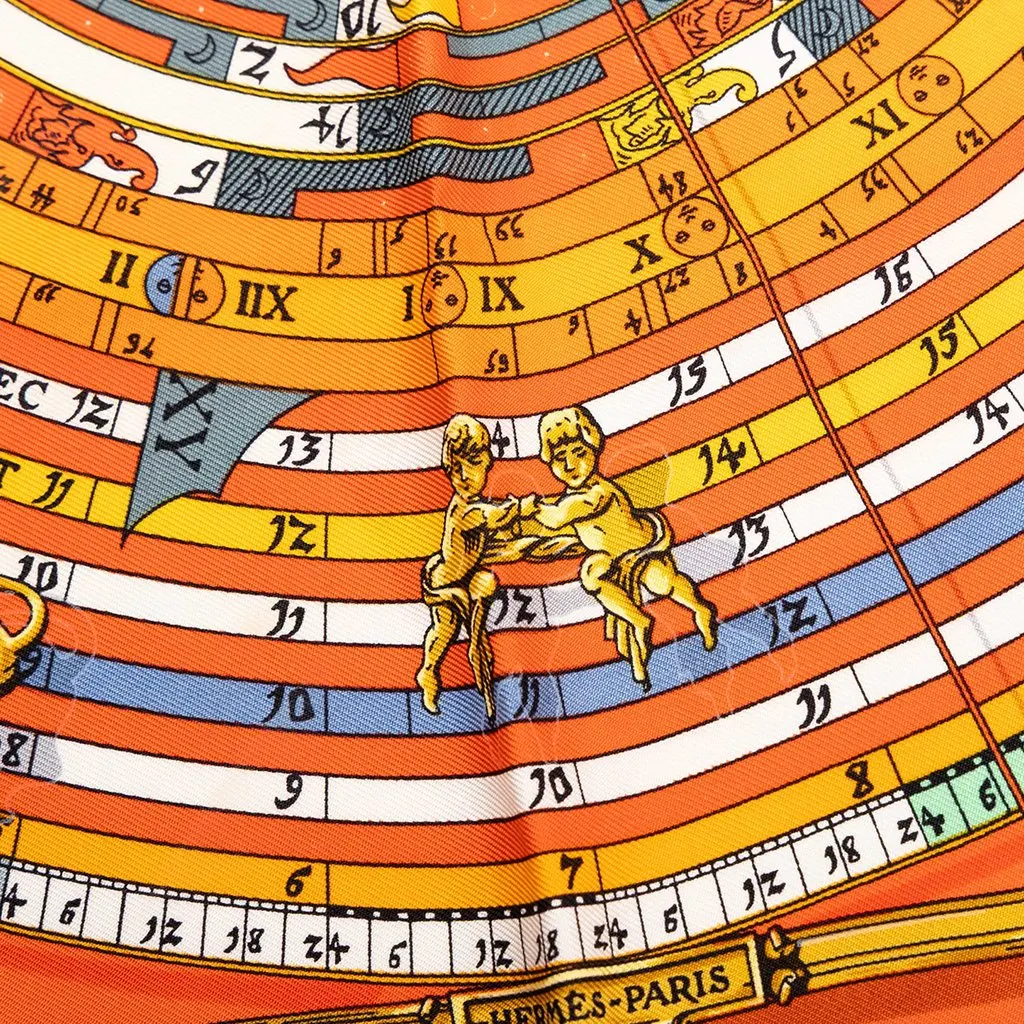 Hermès Dies et Hore Silk Scarf 45 Orange Silk Very good - Inside View