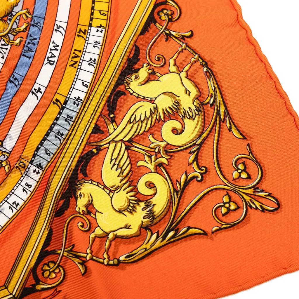 Hermès Dies et Hore Silk Scarf 45 Orange Silk Very good - Model View
