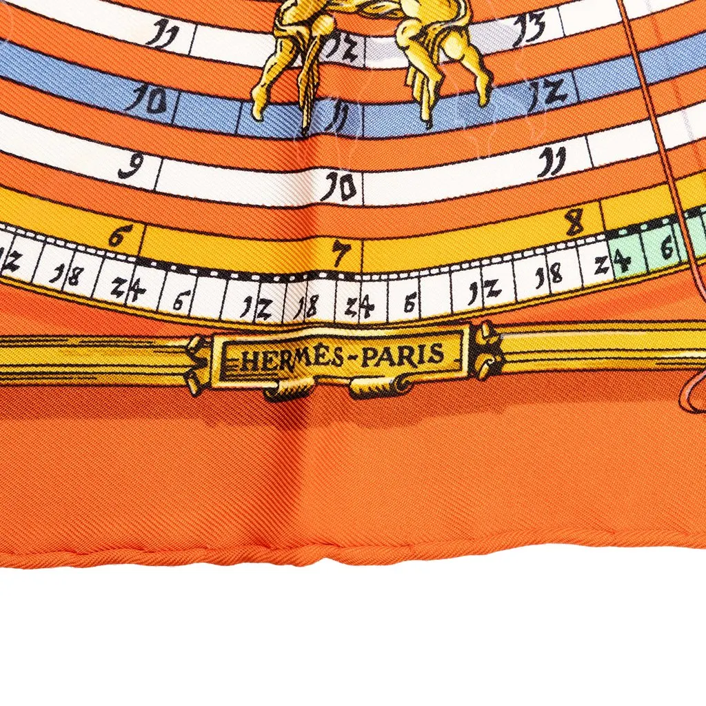 Hermès Dies et Hore Silk Scarf 45 Orange Silk Very good - Box View