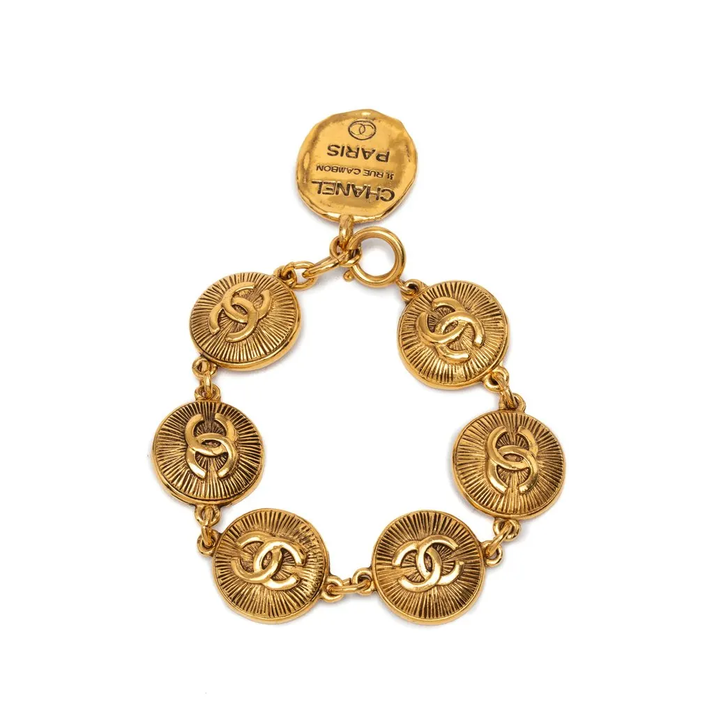 Chanel CC Gold Plated 31 Rue Cambon Medallion Link Bracelet Gold Metal Very good - Inside View