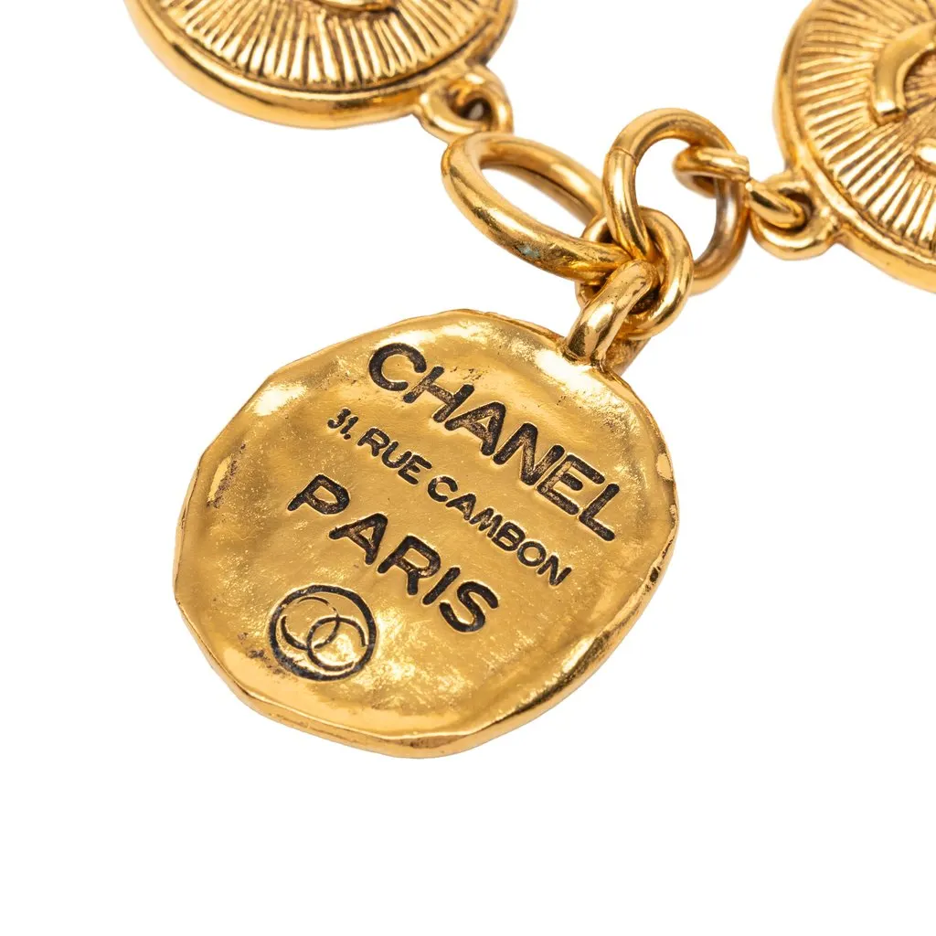Chanel CC Gold Plated 31 Rue Cambon Medallion Link Bracelet Gold Metal Very good - Box View