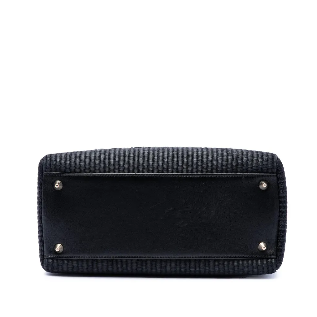 Dior Medium Patent Trimmed Woven Canvas Lady Dior Black Good - Inside View