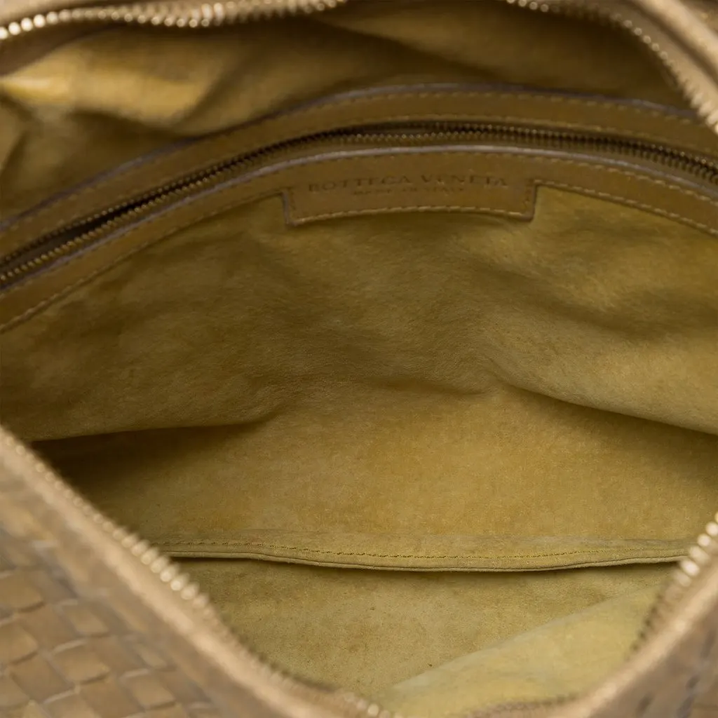 Bottega Veneta Small Metallic Nappa Intrecciato Veneta Hobo Gold Leather Good - Model View