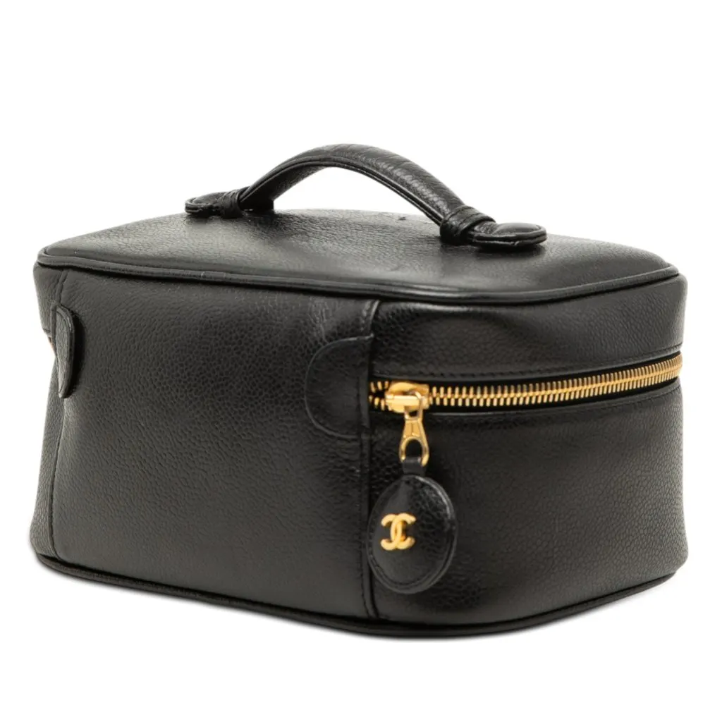 Chanel CC Caviar Vanity Case Black Leather Very good - Back View