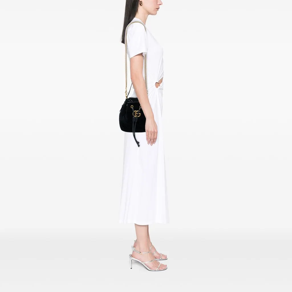 Gucci GG Marmont 2.0 Matelasse Velvet Bucket Bag Black Very good - Box View