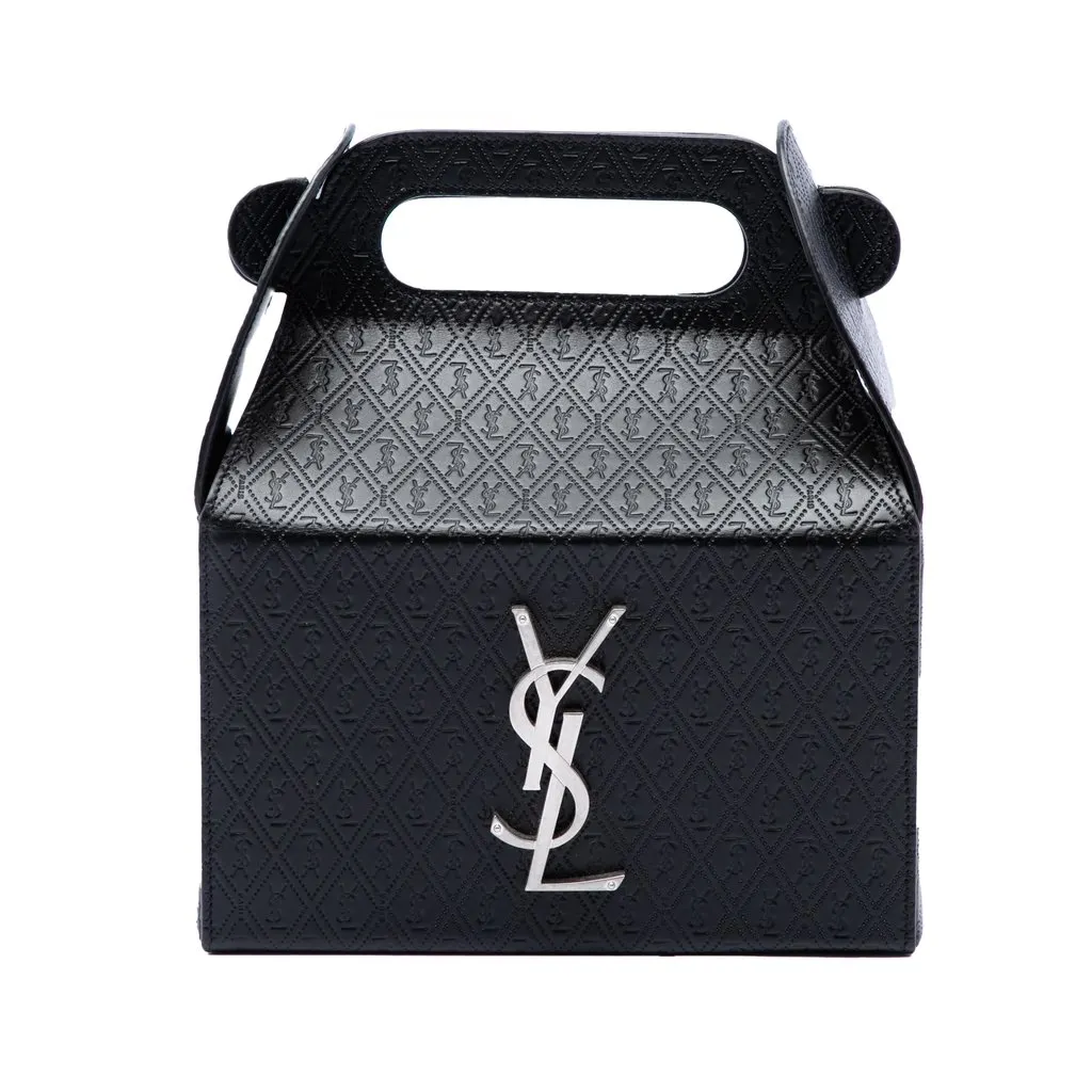 Saint Laurent Monogram Leather Take Away Box Handbag Black Leather Very good - Front View