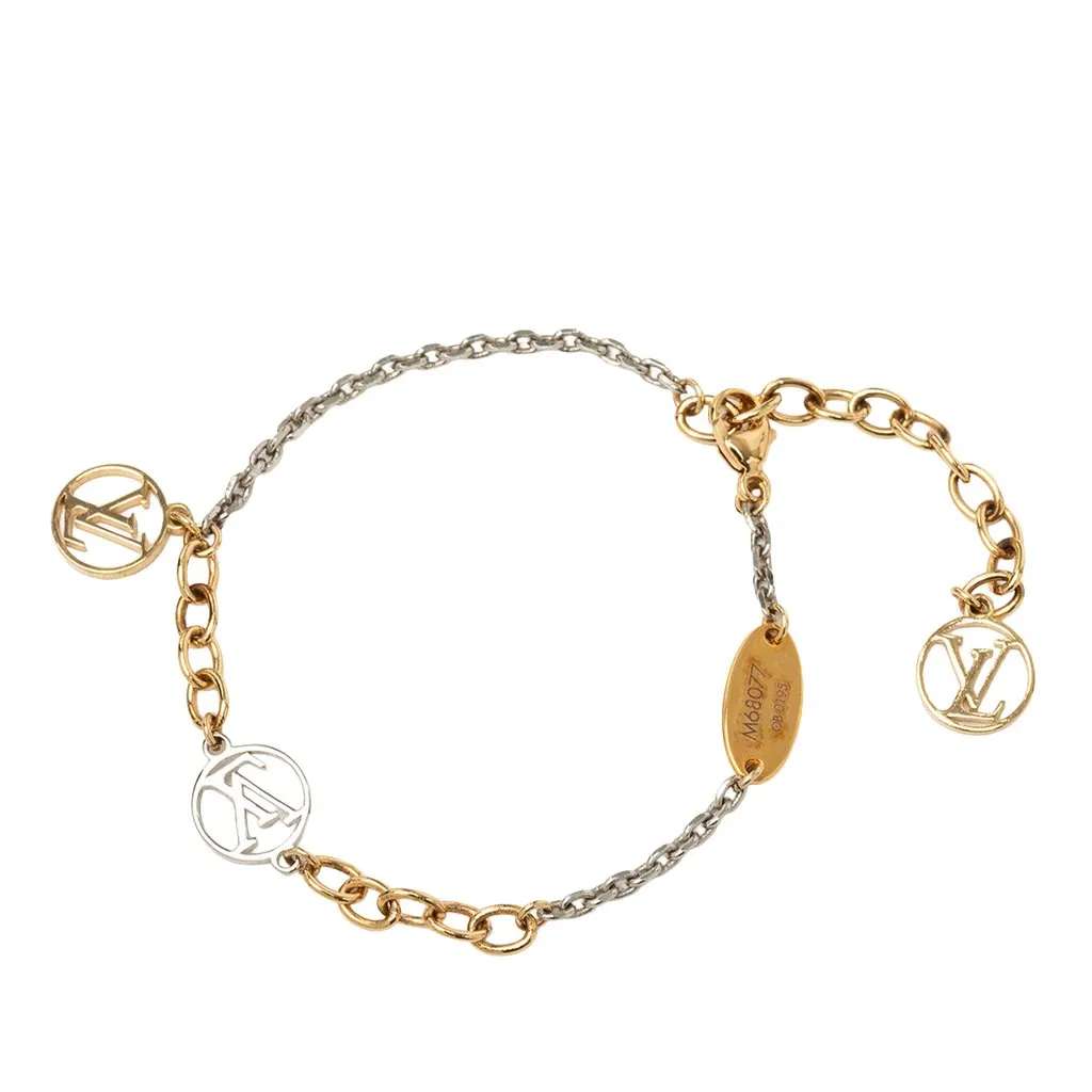 Louis Vuitton Gold Plated and Brass Logomania Bracelet Gold Metal Very good - Front View