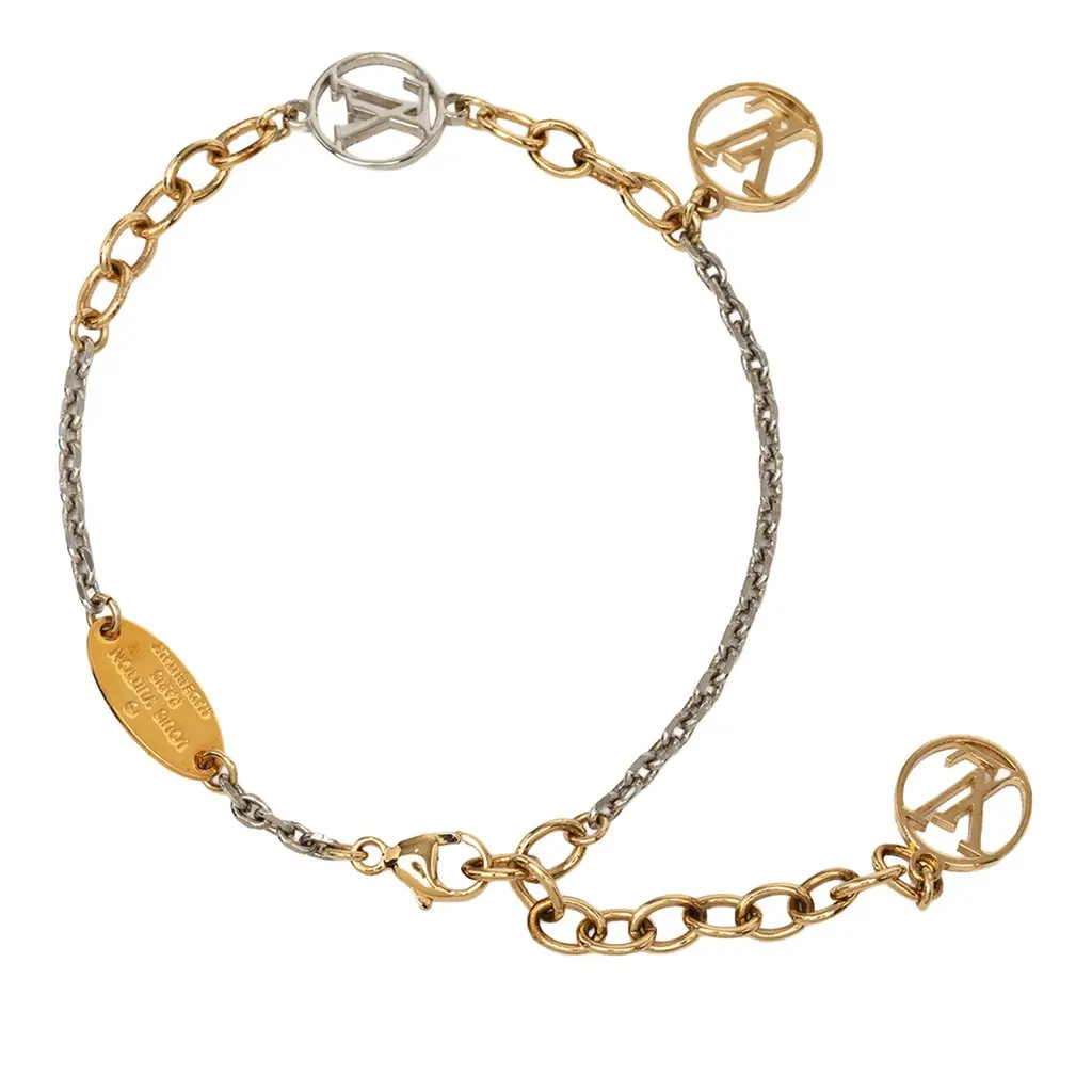 Louis Vuitton Gold Plated and Brass Logomania Bracelet Gold Metal Very good - Back View