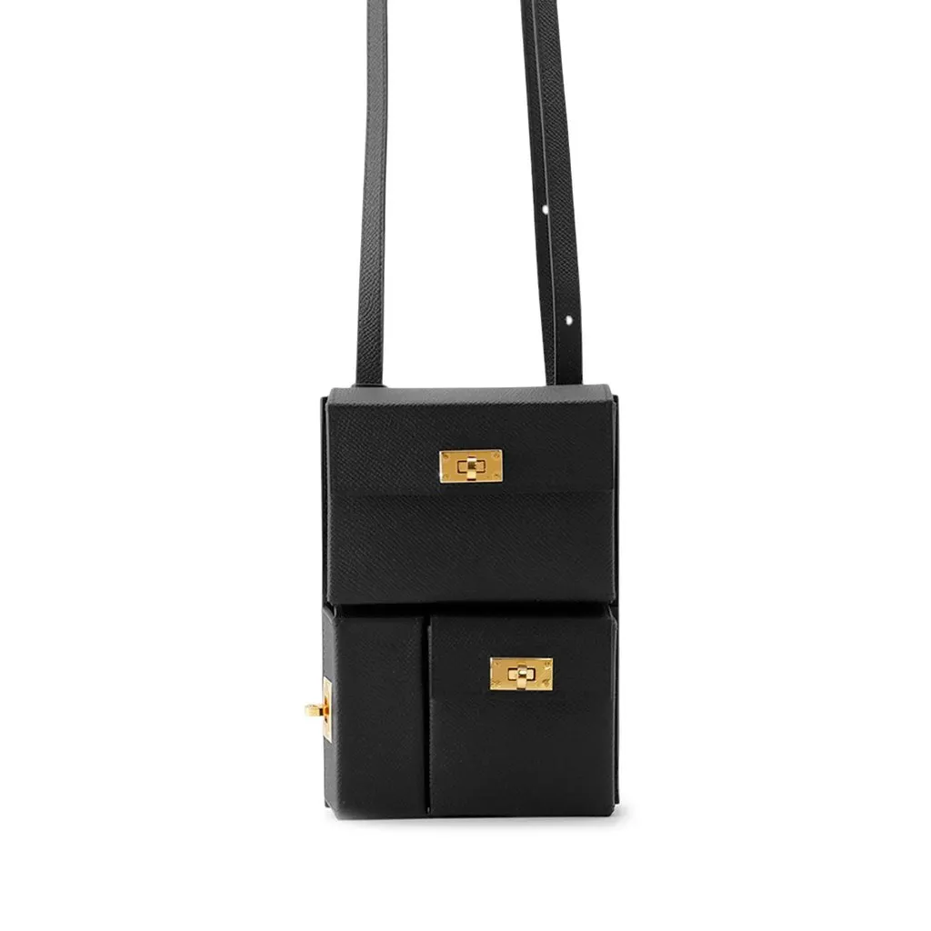 Hermès Epsom Kelly Multipocket To Go Pouch Black Leather Very good - Front View