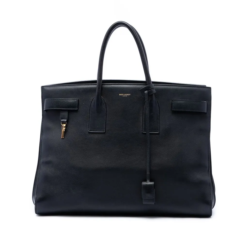 Saint Laurent Large Soft Calfskin Sac De Jour Satchel Black Leather Very good - Front View