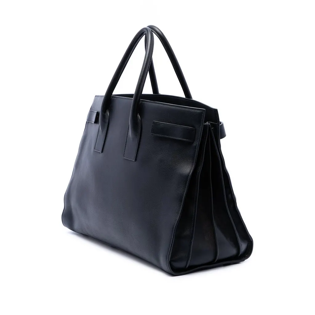 Saint Laurent Large Soft Calfskin Sac De Jour Satchel Black Leather Very good - Back View