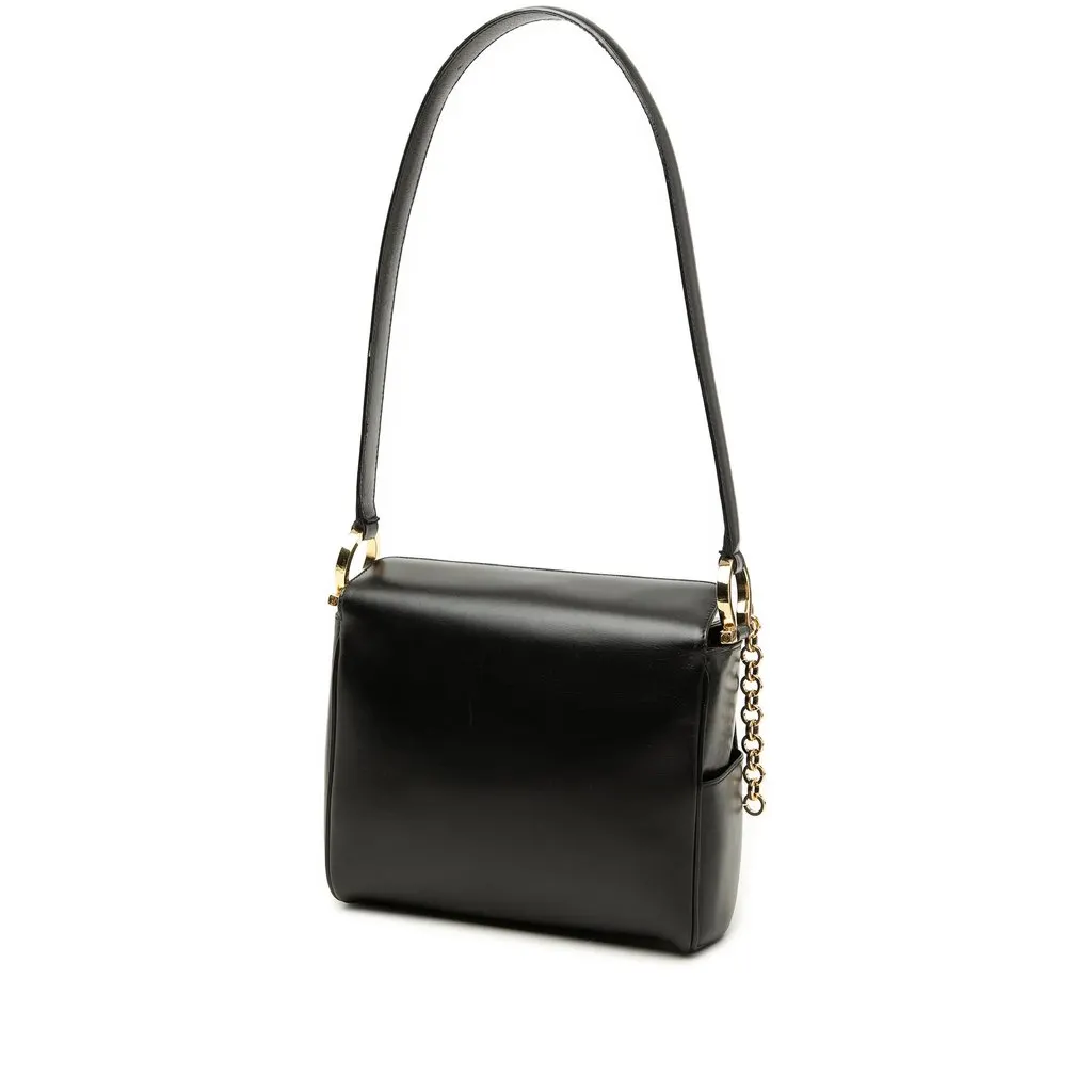 Ferragamo Leather Gancini Shoulder Bag Black Leather Very good - Back View