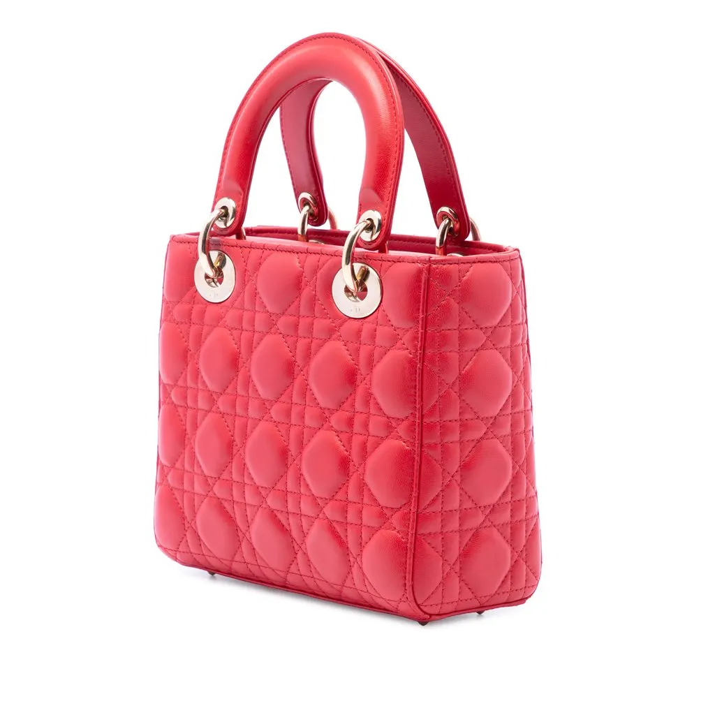 Dior Small Lambskin Cannage My ABCDior Lady Dior Red Leather Very good - Back View