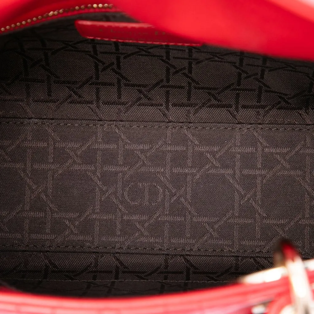 Dior Small Lambskin Cannage My ABCDior Lady Dior Red Leather Very good - Model View