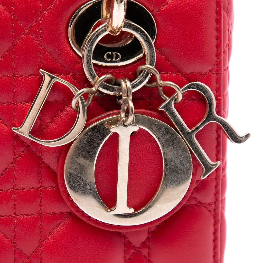Dior Small Lambskin Cannage My ABCDior Lady Dior Red Leather Very good - Box View