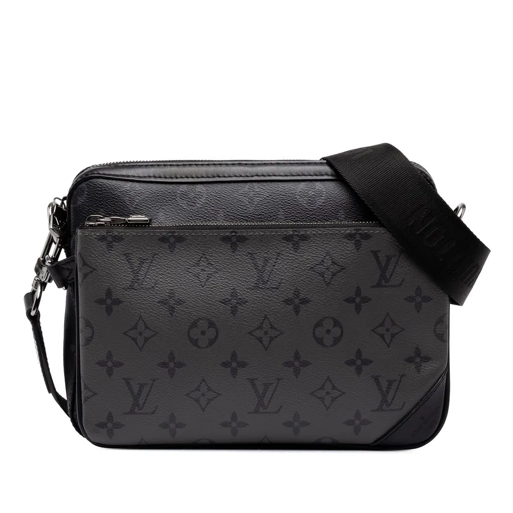 Louis Vuitton Monogram Eclipse Reverse Trio Messenger Black Canvas Good - Front View