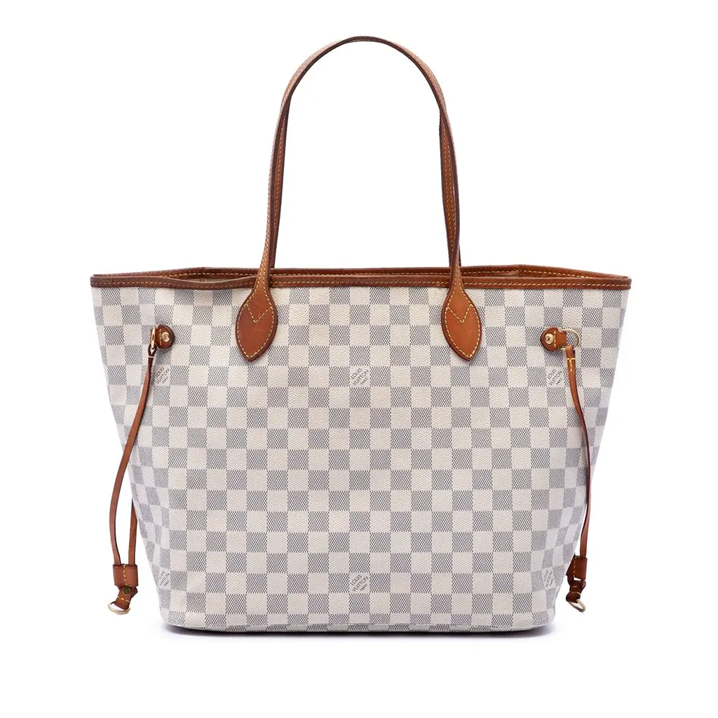Louis Vuitton Damier Azur Neverfull MM White Very good - Front View