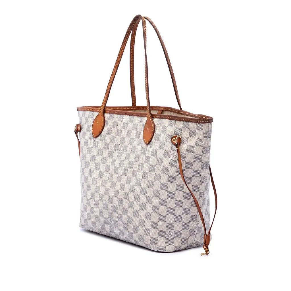 Louis Vuitton Damier Azur Neverfull MM White Very good - Back View