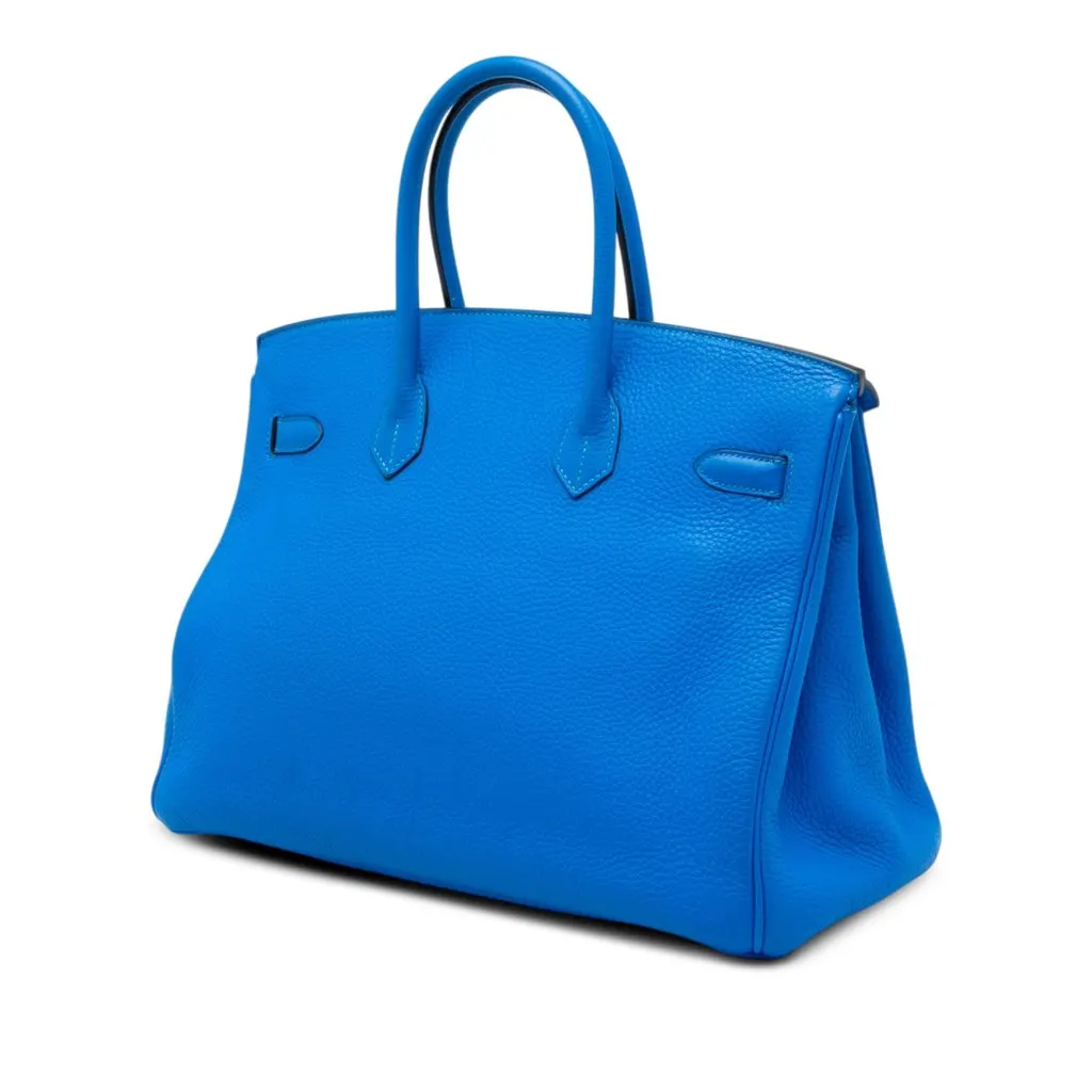 Hermès Togo Birkin Retourne 35 Blue Leather Good - Back View