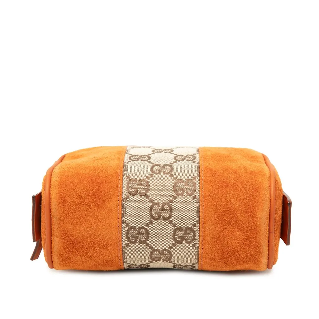 Gucci GG Canvas Trimmed Suede Pouch Orange Suede Very good - Inside View