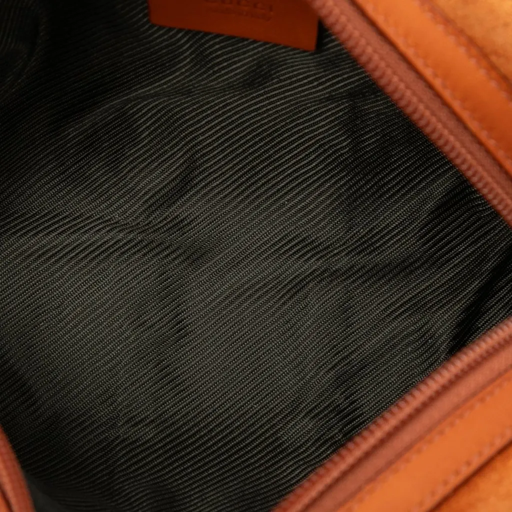 Gucci GG Canvas Trimmed Suede Pouch Orange Suede Very good - Model View