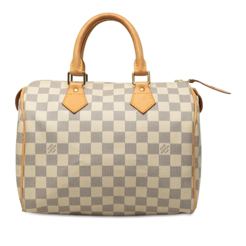 Louis Vuitton Damier Azur Speedy 25 White Canvas Good - Front View