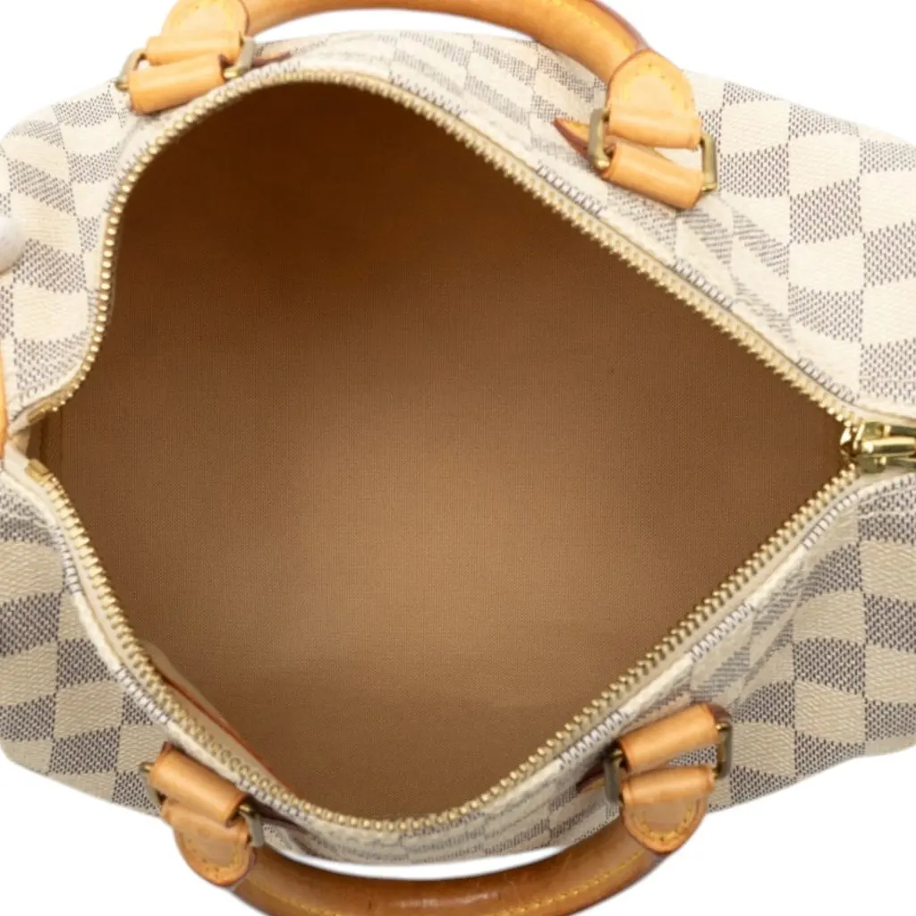 Louis Vuitton Damier Azur Speedy 25 White Canvas Good - Model View