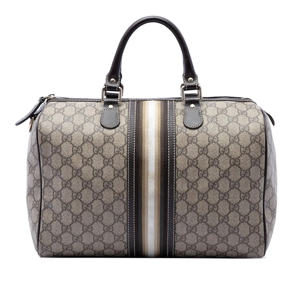 Gucci Medium GG Supreme Joy Web Boston Bag Beige Canvas Very good - Front View