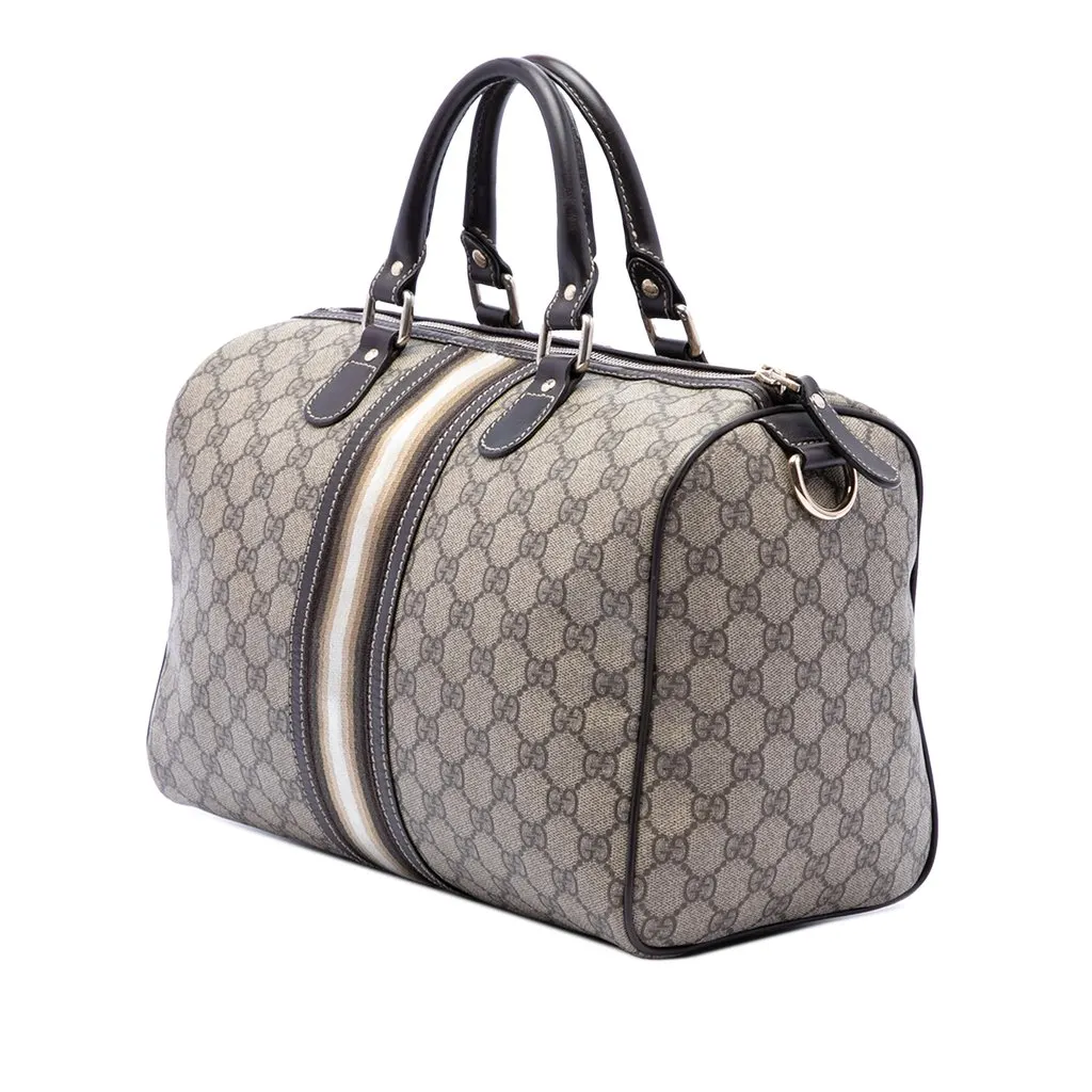 Gucci Medium GG Supreme Joy Web Boston Bag Beige Canvas Very good - Back View