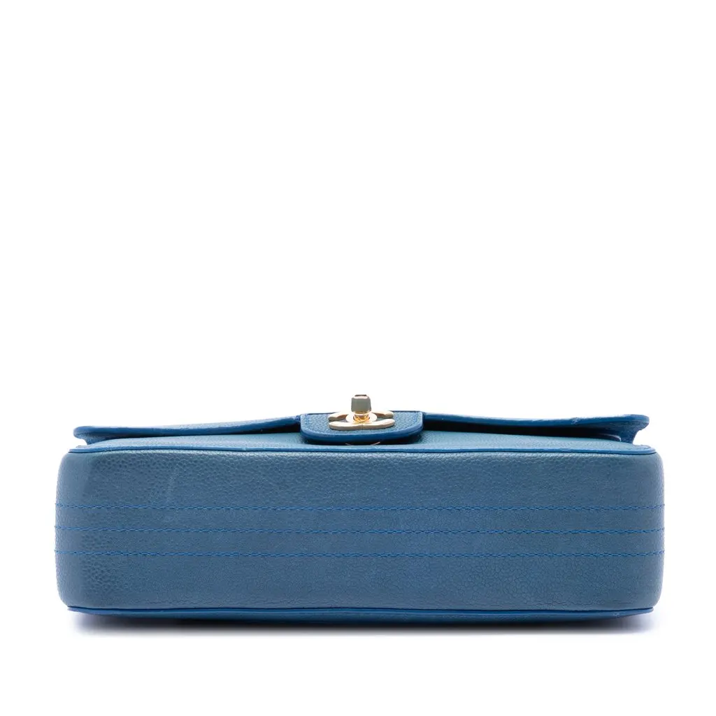 Chanel Medium Classic Caviar Pure Double Flap Blue Leather Very good - Inside View