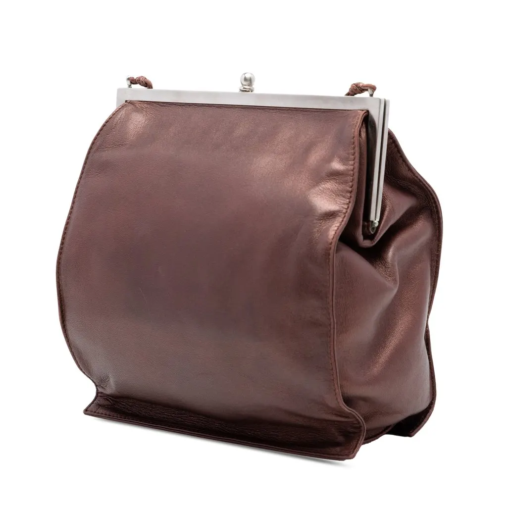 Prada Metallic Nappa Frame Crossbody Brown Leather Very good - Back View